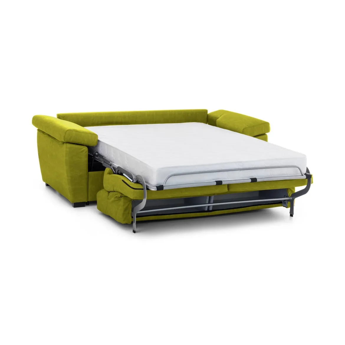 Divano Letto 2 Posti Verde Sfoderabile Contenitore 185x95 cm, di Apertura a Ribalta Made in Italy - Salorno
