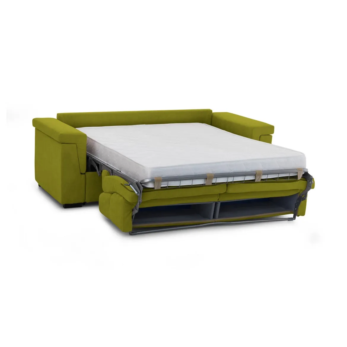 Divano Letto 2 Posti Verde Sfoderabile Contenitore 185x95 cm, di Apertura a Ribalta Made in Italy - Tenna
