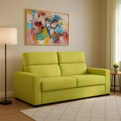 Divano Letto 2 Posti Verde Sfoderabile Contenitore 200x95 cm, di Apertura a Ribalta Made in Italy - Sonico