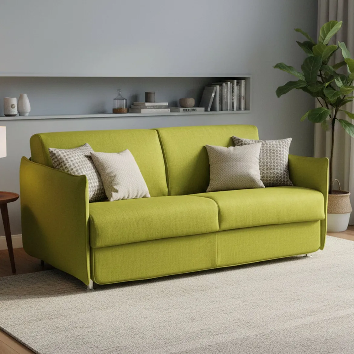 Divano Letto 3 Posti Verde Sfoderabile Contenitore 220x95 cm, Lavabile Made in Italy - Marcon