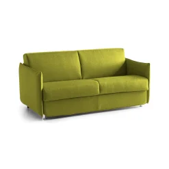 Divano Letto 3 Posti Verde Sfoderabile Contenitore 200x95 cm, Lavabile Made in Italy - Gravere
