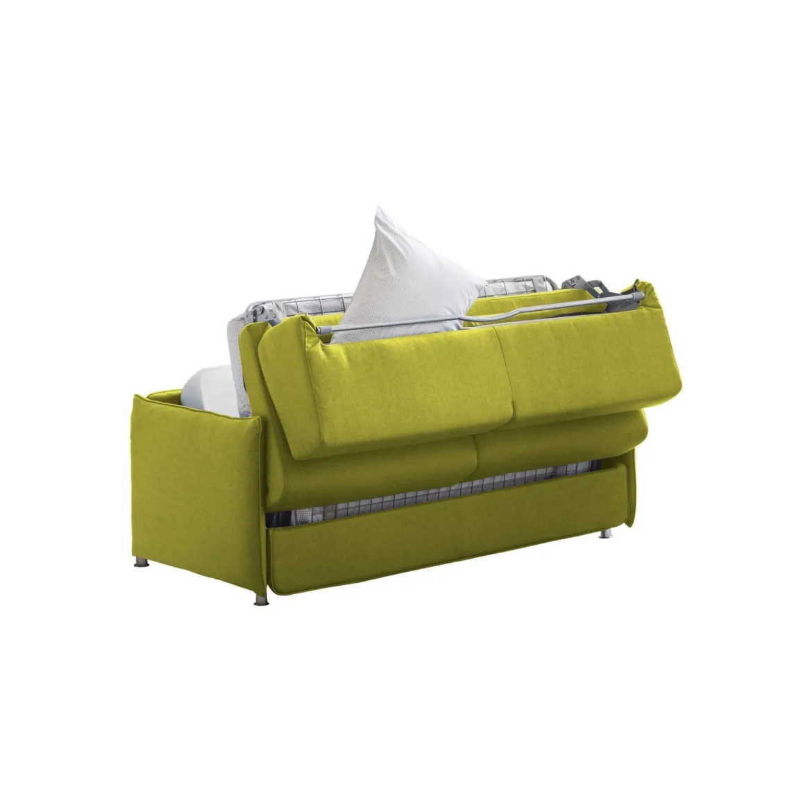 Divano Letto 3 Posti Verde Sfoderabile Contenitore 220x95 cm, Lavabile Made in Italy - Marcon