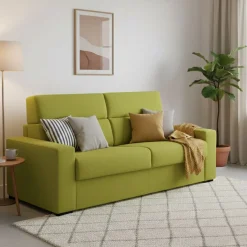 Divano Letto 3 Posti Verde Sfoderabile Contenitore 220x95 cm, Lavabile Made in Italy - Quindici