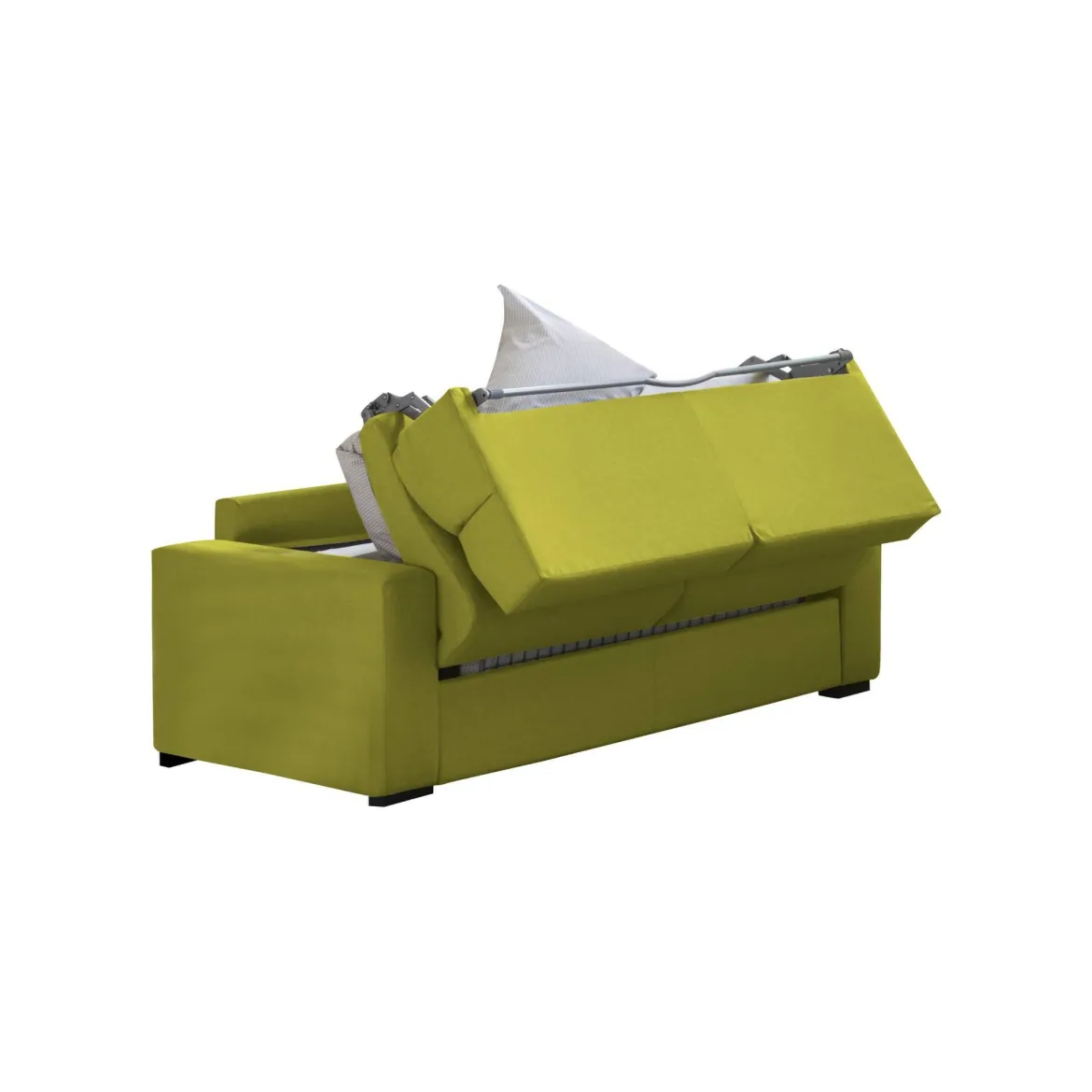 Divano Letto 3 Posti Verde Sfoderabile Contenitore 225x95 cm, Lavabile Made in Italy - Benedetto