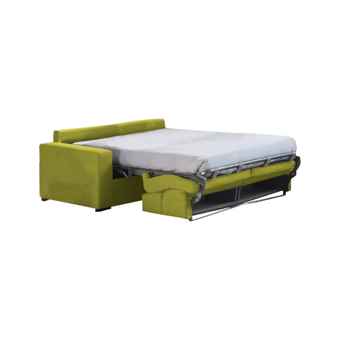 Divano Letto 3 Posti Verde Sfoderabile Contenitore 225x95 cm, Lavabile Made in Italy - Benedetto