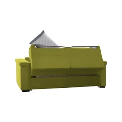 Divano Letto 3 Posti Verde Sfoderabile Contenitore 225x95 cm, Lavabile Made in Italy - Nus