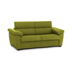 Divano Letto 3 Posti Verde Sfoderabile Contenitore 225x95 cm, Lavabile Made in Italy - Trino