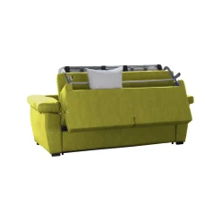Divano Letto 3 Posti Verde Sfoderabile Contenitore 225x95 cm, Lavabile Made in Italy - Trino