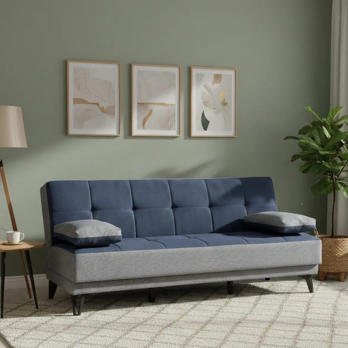 Divano letto reclinabile grigio e blu 190x87cm - Aborigeni