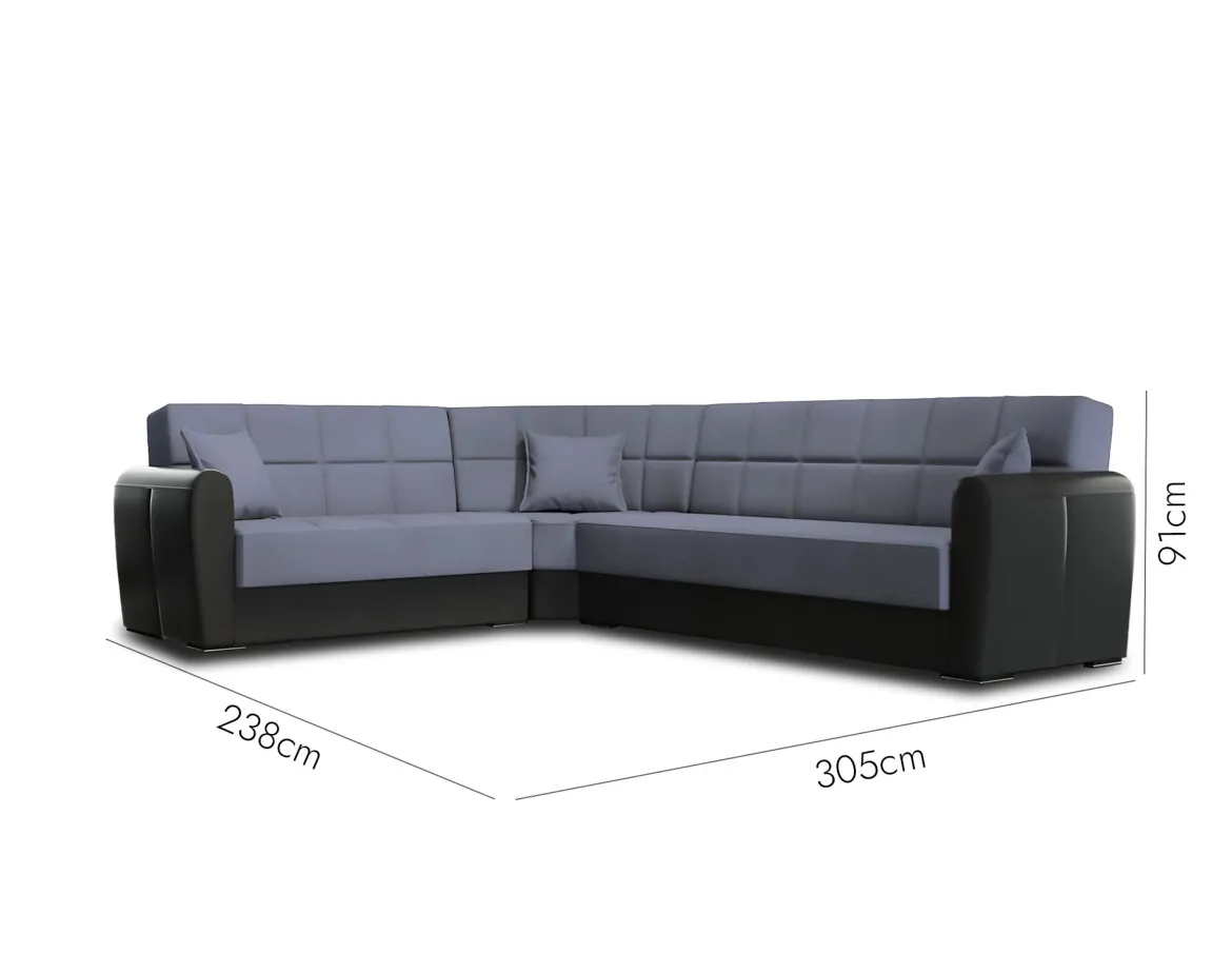 Divano letto reclinabile nero e grigio 305x238cm - Gaillardia