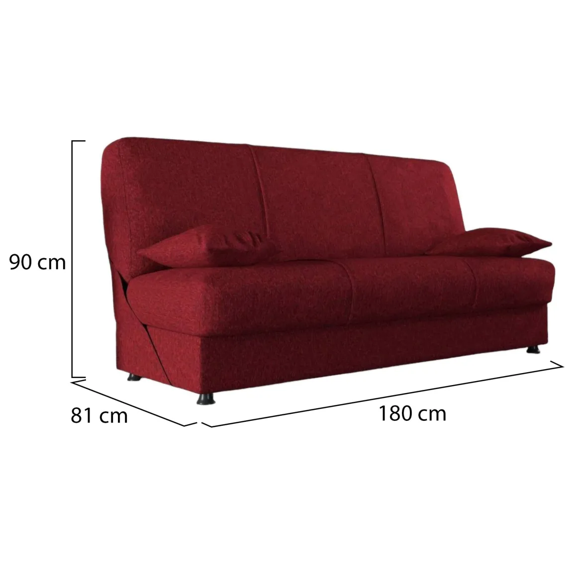 Divano letto reclinabile rosso 180x81cm - Arachide