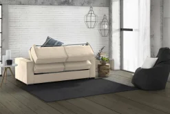 Divano letto rivestito in tessuto beige 180x95cm - Alano