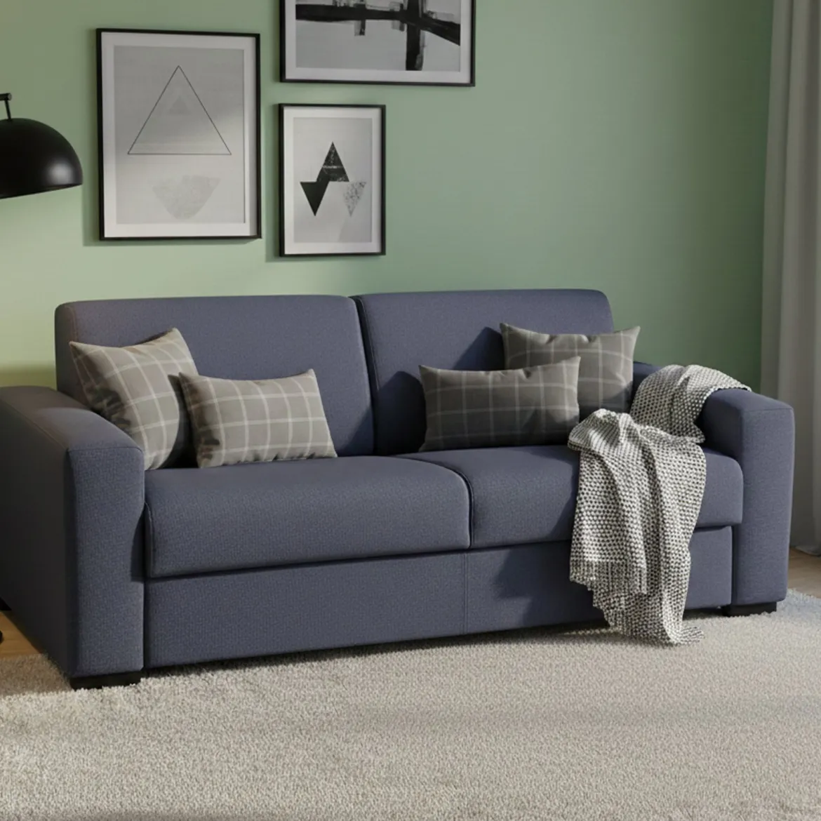 Divano letto rivestito in tessuto crema 140x65cm - Hone
