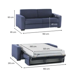 Divano letto rivestito in tessuto crema 140x65cm - Hone