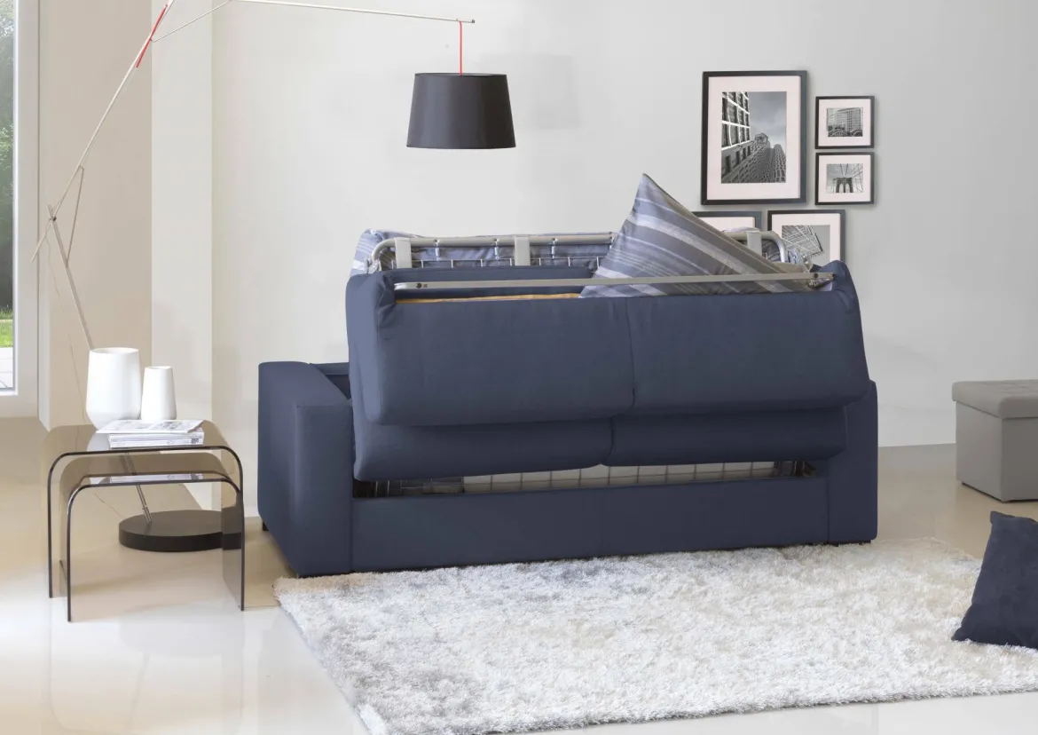 Divano letto rivestito in tessuto blu 160x95cm - Alcatraz