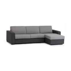 Divano letto rivestito in tessuto grigio e antracite 260x95cm - Allegria