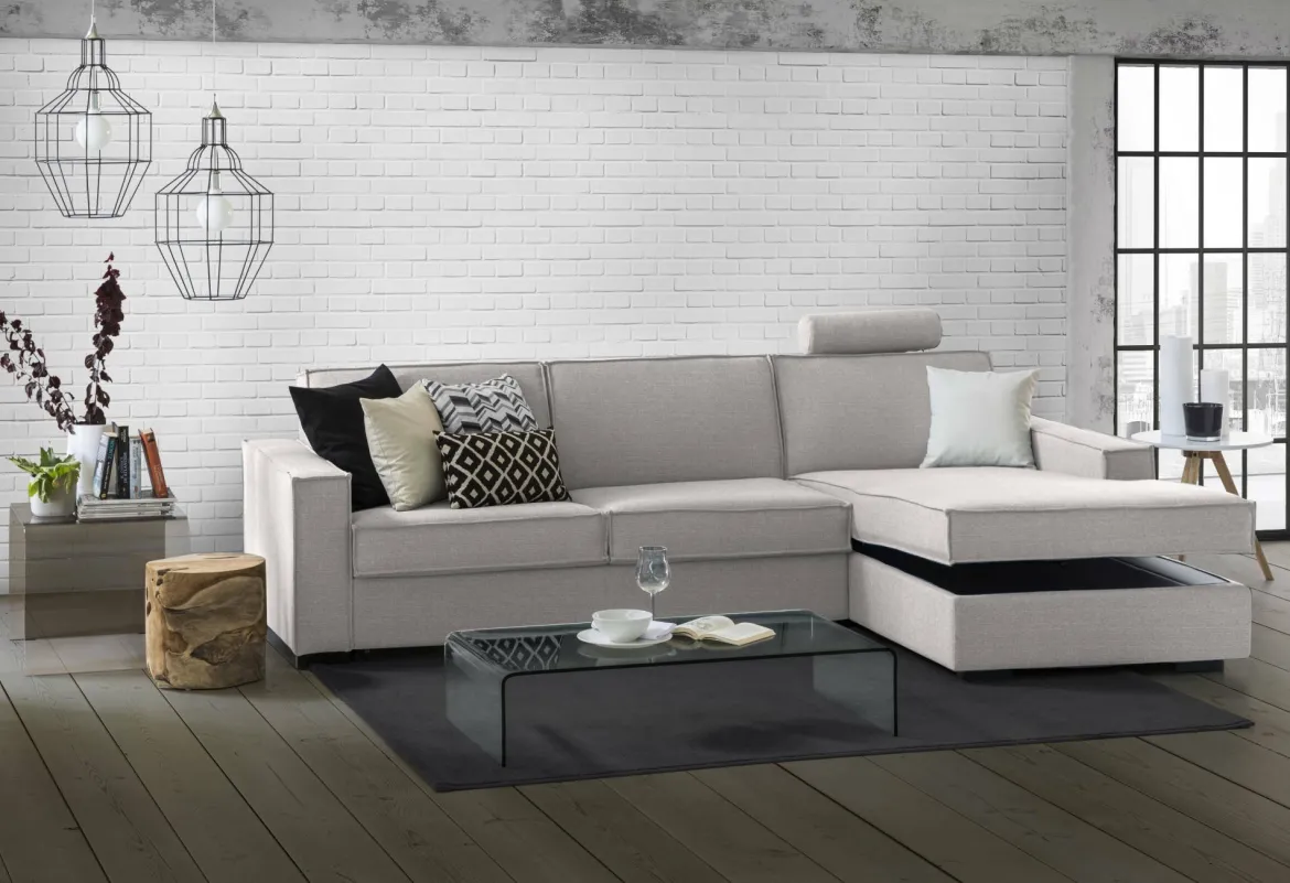 Divano letto sfoderabile grigio 260x95cm - Afar