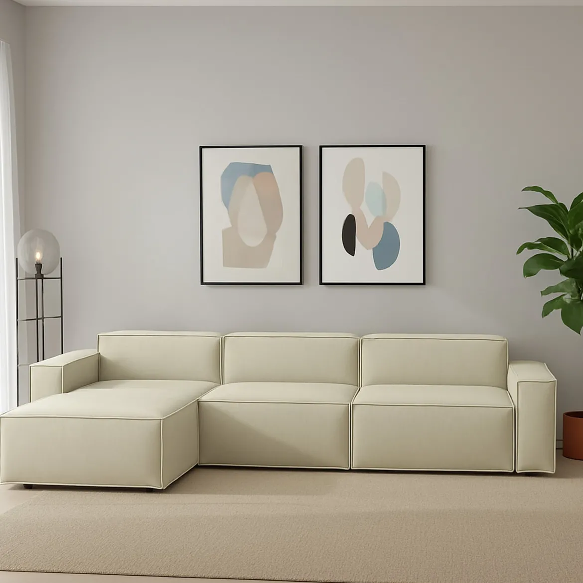 Divano modulare beige 340x170x70h cm - Atrillo