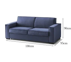 Divano morbido blu 180x95x90h cm - Arki
