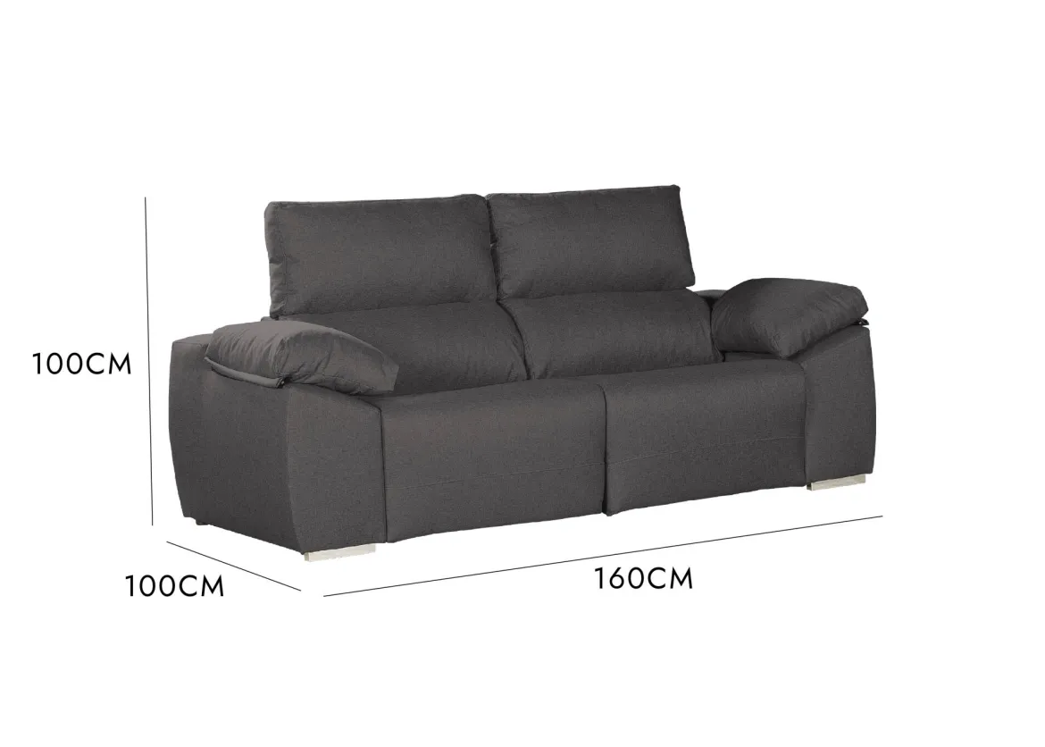 Divano 2 posti antracite 160x100x100h cm - Astrice