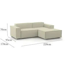 Divano 2 posti beige 220x170x70h cm - Amuleto