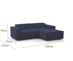 Divano 2 posti blu 220x170x70h cm - Amuleto