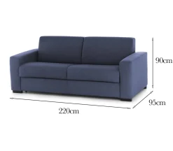 Divano 3 posti blu 220x95x90h cm - Ayta