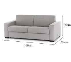 Divano 2 posti grigio 160x95x90h cm - Malachite