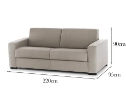Divano 3 posti tortora 220x95x90h cm - Ayta