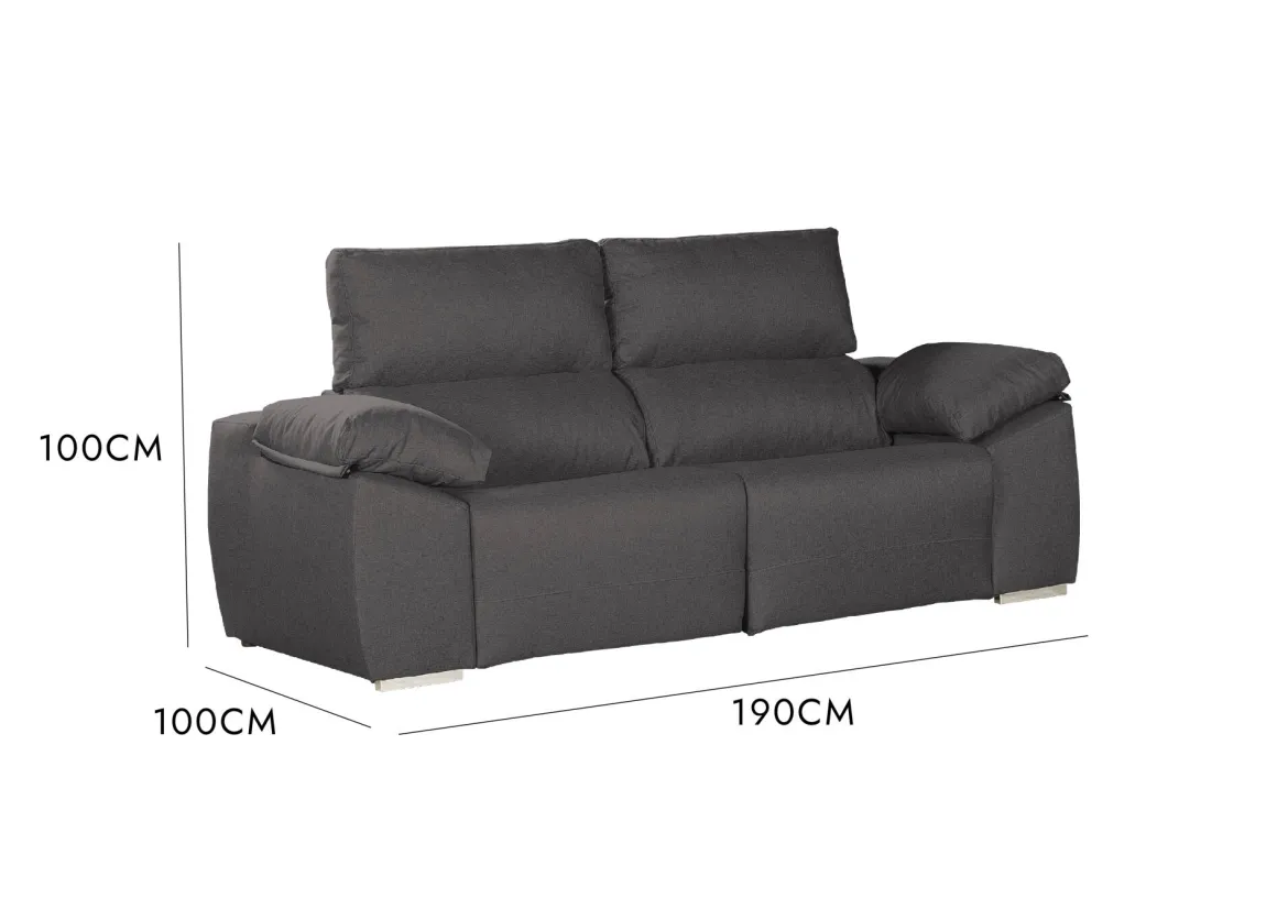 Divano sfoderabile antracite 190x100x100h cm - Assiria