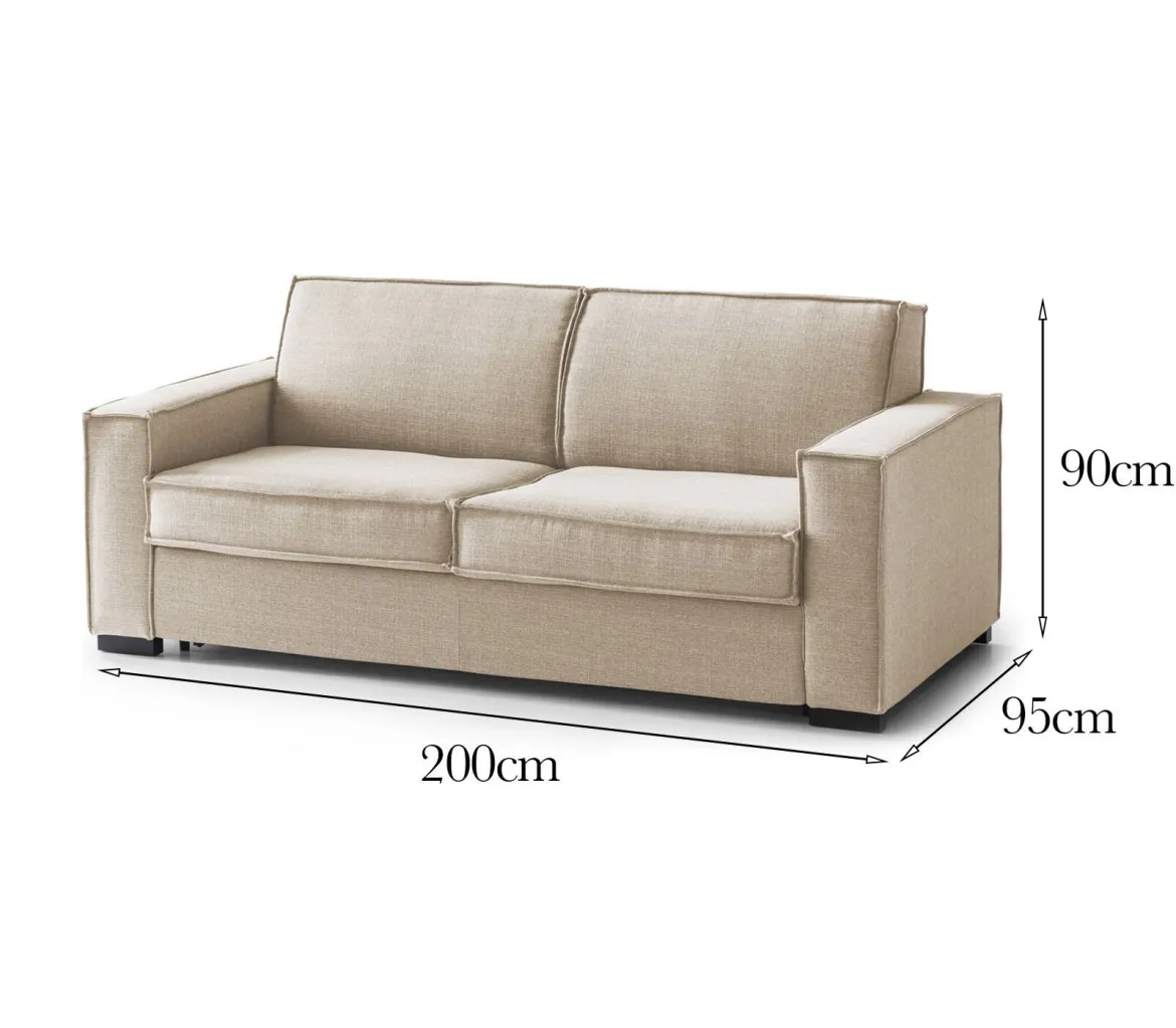 Divano sfoderabile beige 200x95x90h cm - Eletta