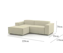 Divano sfoderabile beige 240x170x70h cm - Assurte