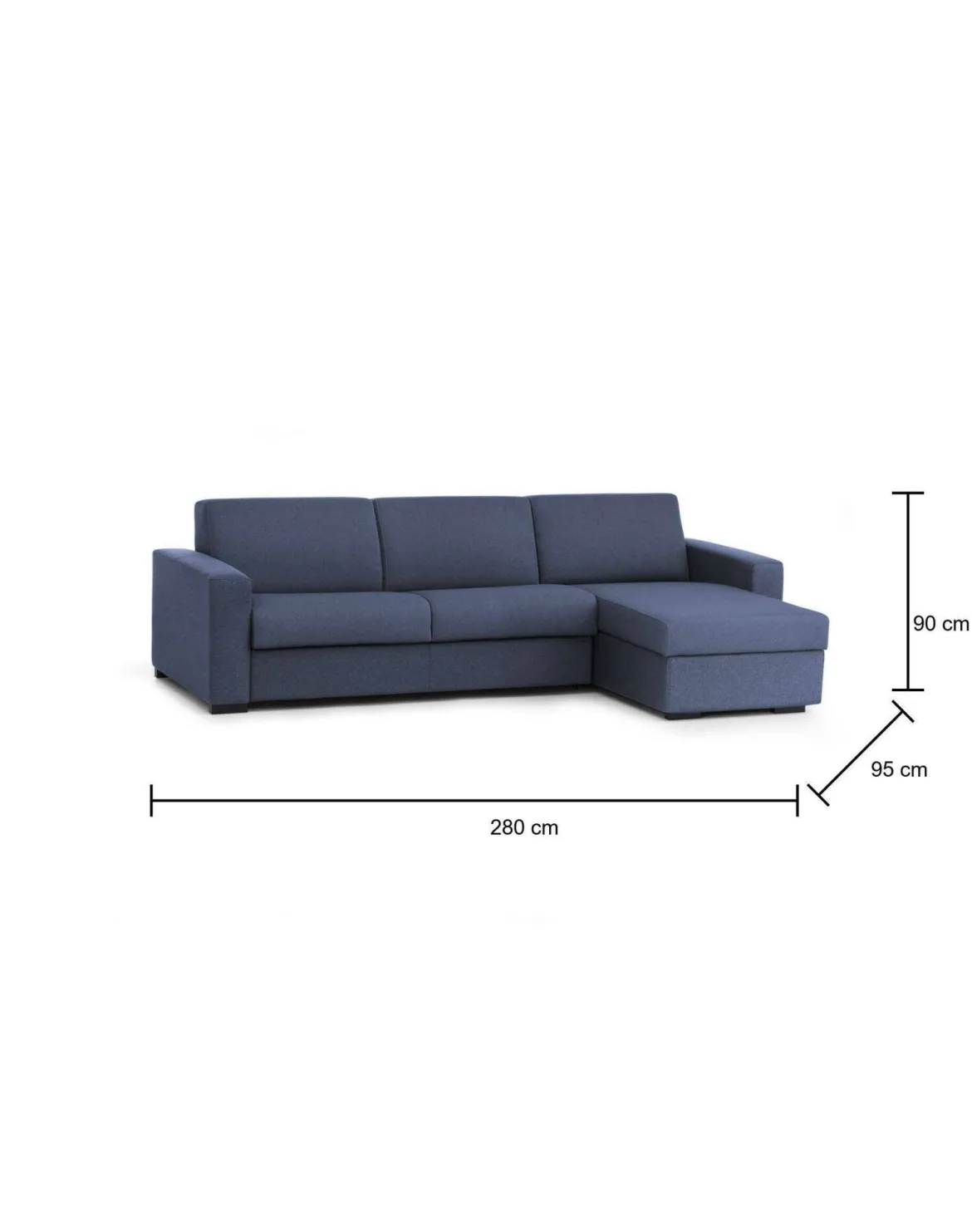 Divano sfoderabile blu 280x95x90h cm - Atos