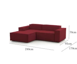 Divano sfoderabile rosso 240x170x70h cm - Assurte