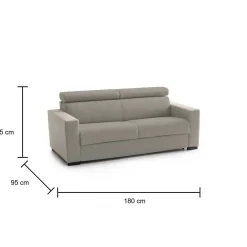 Divano sfoderabile tortora 180x95x85h cm - Kiev