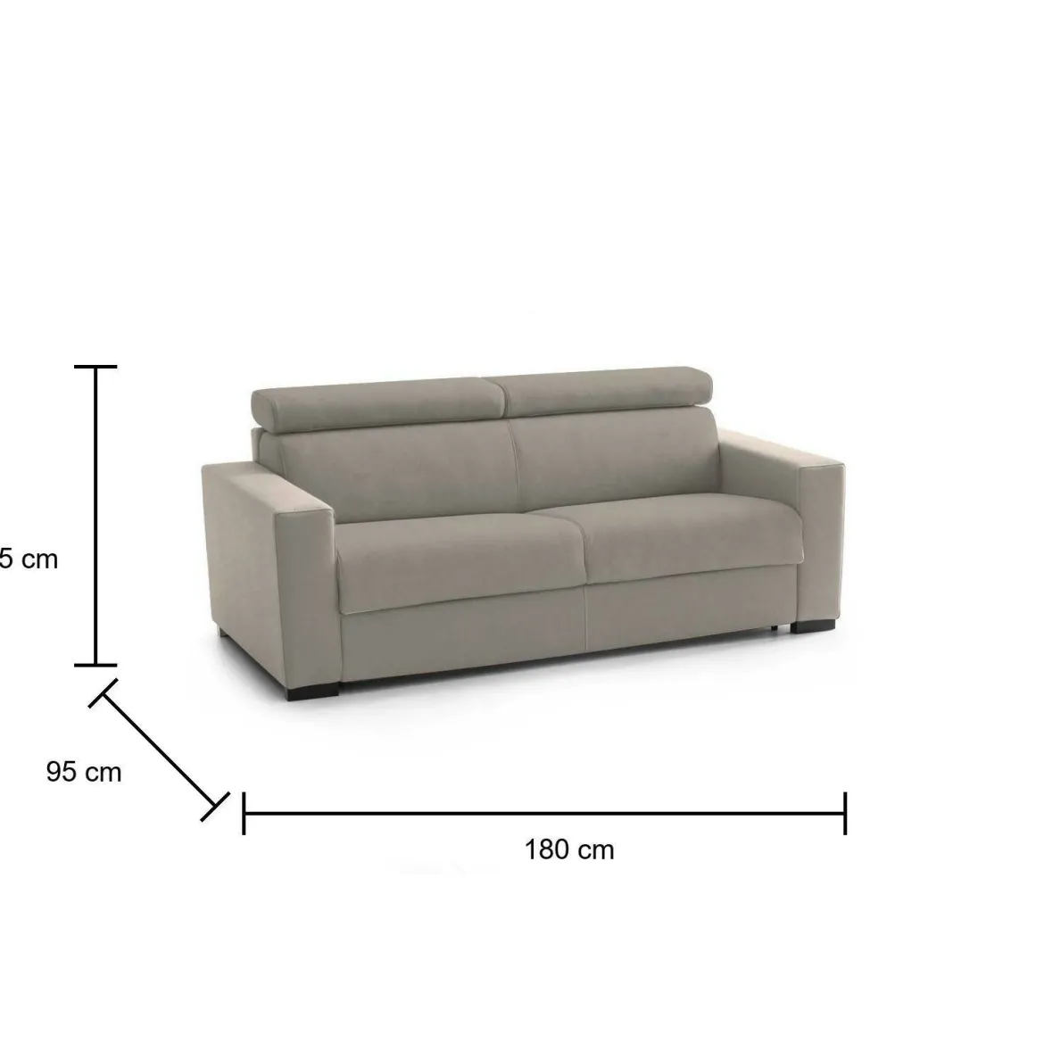Divano sfoderabile tortora 180x95x85h cm - Kiev
