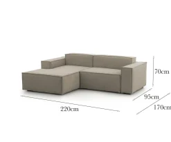 Divano sfoderabile tortora 240x170x70h cm - Ameli