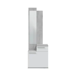 Entratina con scarpiera cemento e bianco lucido 61x185h cm - Azzurro
