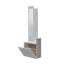 Entratina con scarpiera cemento e bianco lucido 61x185h cm - Azzurro
