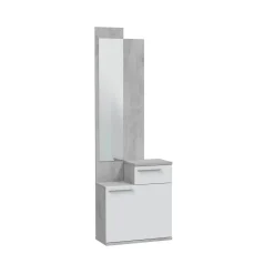 Entratina con scarpiera cemento e bianco lucido 61x185h cm - Azzurro