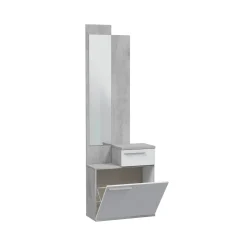 Entratina con scarpiera cemento e bianco lucido 61x185h cm - Azzurro