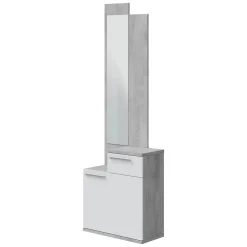 Entratina con scarpiera cemento e bianco lucido 61x185h cm - Azzurro