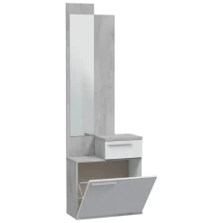 Entratina con scarpiera cemento e bianco lucido 61x185h cm - Azzurro