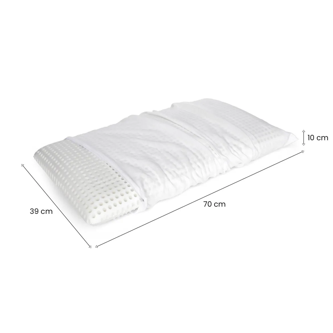 Guanciale Alloro, Made in Italy, 70x39 h10 cm, Bianco