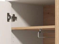 Guardaroba 1 Anta Bianco Crema Marrone Rovere Nodi Appendiabiti 4 Ripiani, 5 Vani - Pesco