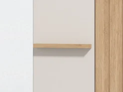Guardaroba 1 Anta Bianco Crema Marrone Rovere Nodi Appendiabiti 4 Ripiani, 5 Vani - Pesco