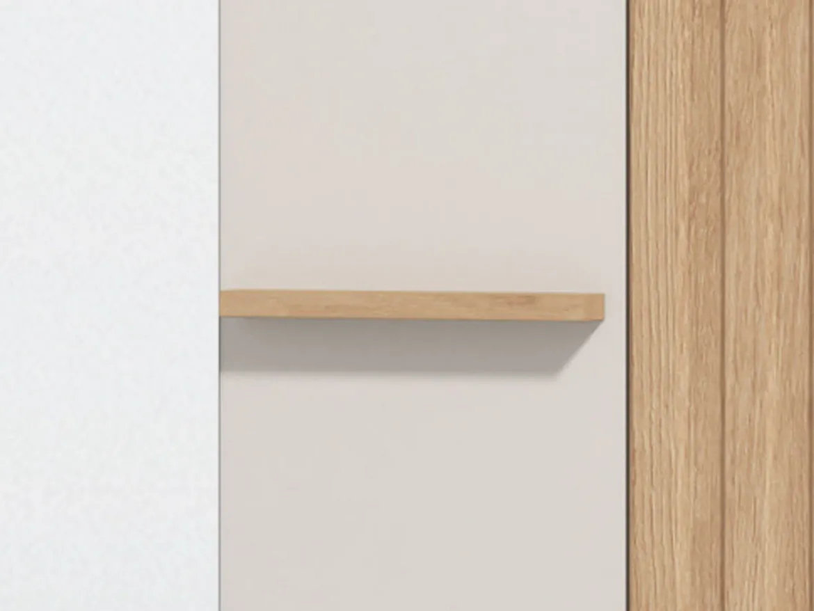 Guardaroba 1 Anta Bianco Crema Marrone Rovere Nodi Appendiabiti 4 Ripiani, 5 Vani - Pesco