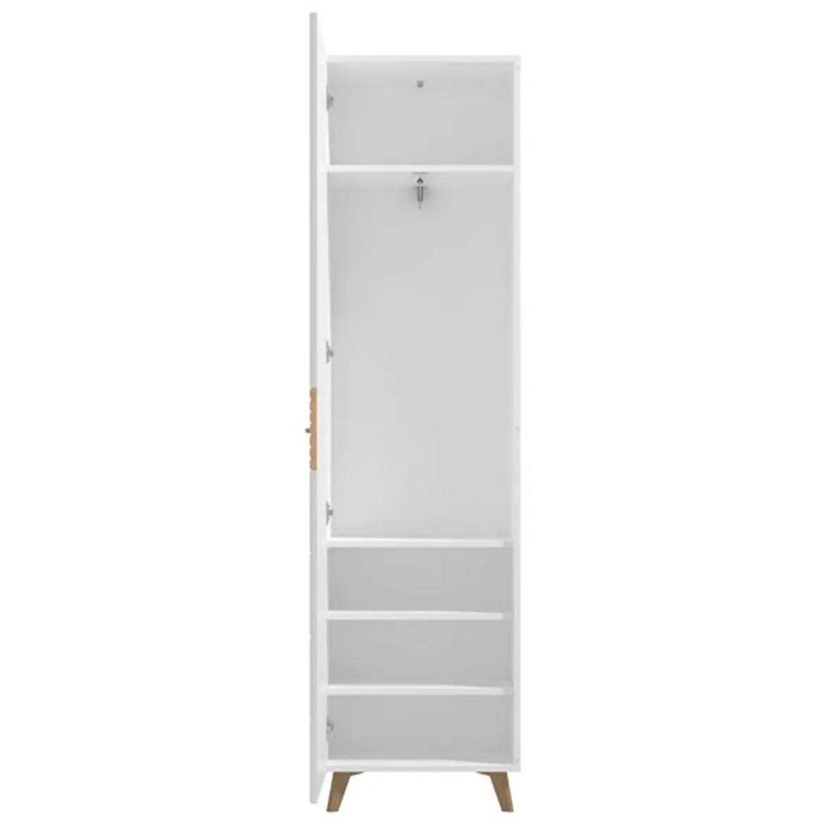 Guardaroba 1 Anta Bianco Marrone Rovere Appendiabiti Cassetti, 2 Ripiani - Calvert
