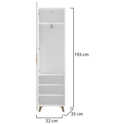 Guardaroba 1 Anta Bianco Marrone Rovere Appendiabiti Cassetti, 2 Ripiani - Calvert