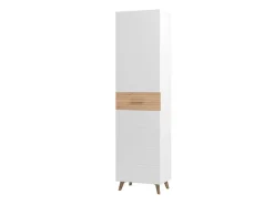 Guardaroba 1 Anta Bianco Marrone Rovere Appendiabiti Cassetti, 2 Ripiani - Calvert